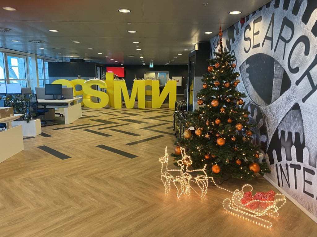 A Christmas tree in Eastmen's office